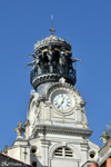 The Bouffay belfry of the Sainte Croix Church with its bell tower and its angels playing the trumpet