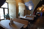 A nice restaurant decorated with frescoes