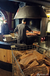 A large rotating barbecue in the frescoed restaurant