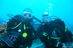 The dive leader and a female diver